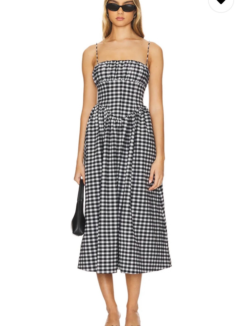 Ronny Kobo Black & White Gingham Midi Dress
